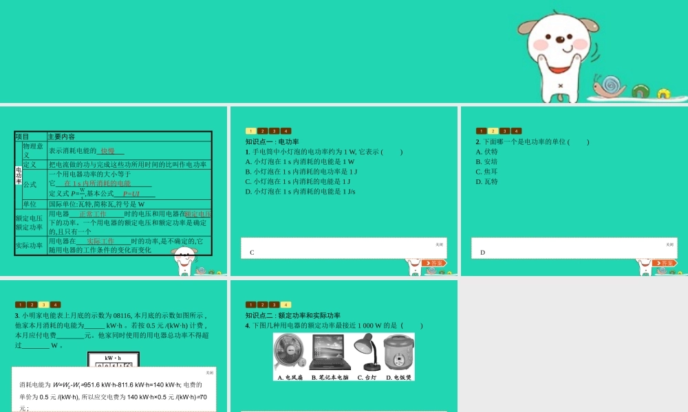 九年级物理全册 132 电功率课件 (新版)北师大版 课件