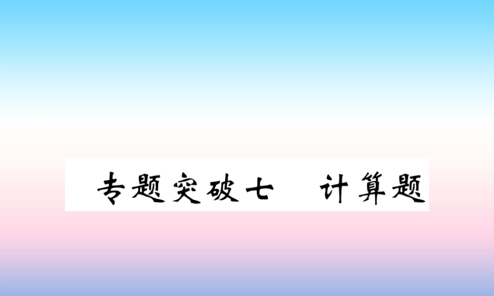 中考化学毕业总复习 第2编 重点专题突破篇 专题突破7 计算题课件