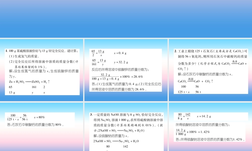 中考化学毕业总复习 第2编 重点专题突破篇 专题突破7 计算题课件