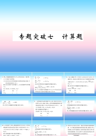 中考化学毕业总复习 第2编 重点专题突破篇 专题突破7 计算题课件