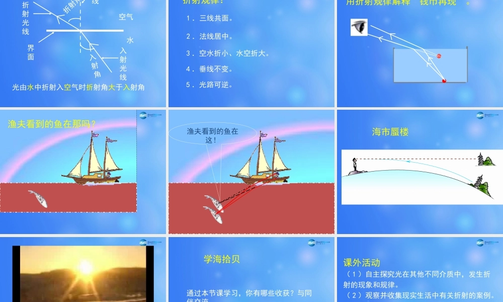 八年级物理上册 5.4 光的折射课件 (新版)北师大版 课件