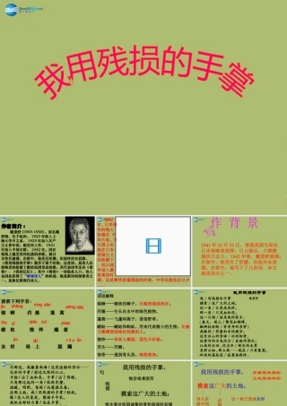 九年级语文下册 2 我用残损的手掌课件10 新人教版 课件
