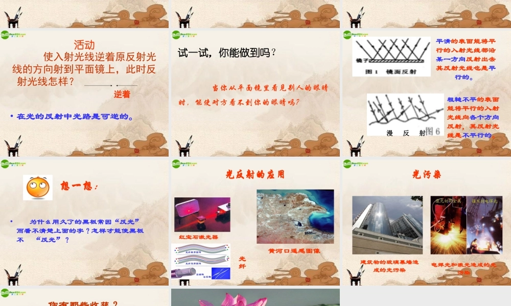 八年级物理上册 探究光的反射定律课件 沪粤版 课件