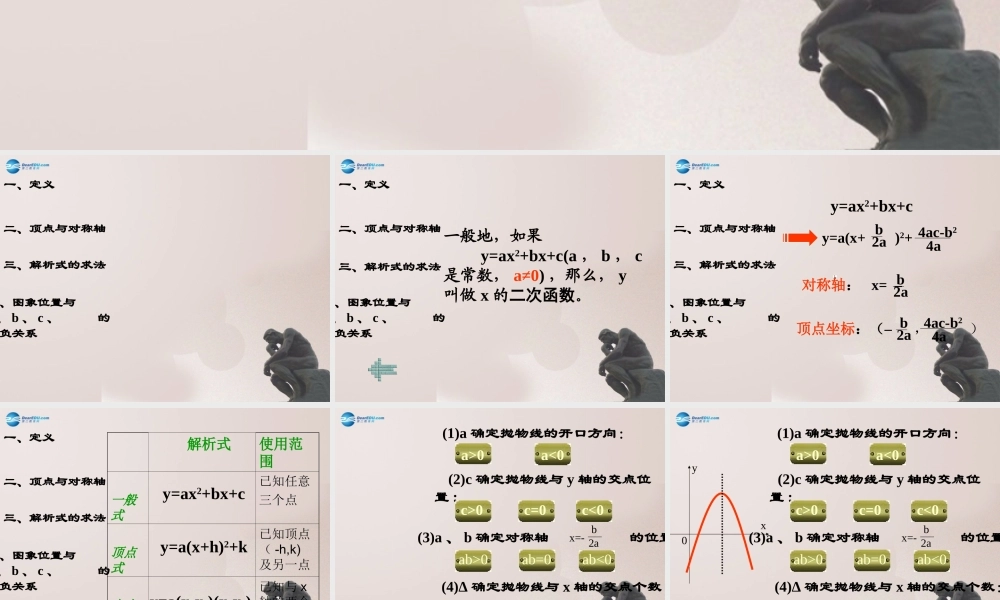 九年级数学上册 二次函数复习课件 鲁教版五四制 课件