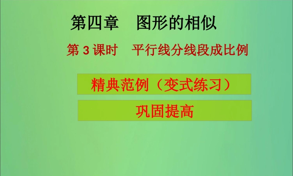 九年级数学上册 第4章 图形的相似 第3课时 平行线分线段成比例(课堂导练)习题课件 (新版)北师大版 课件