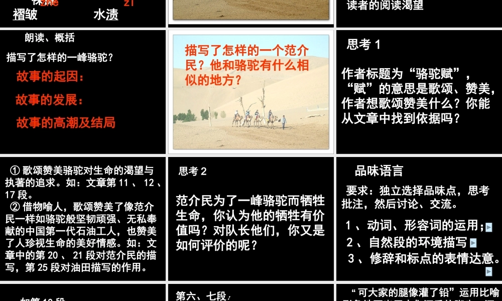 九年级语文上册：第1课(骆驼赋)课件鄂教版 课件