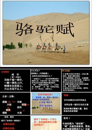 九年级语文上册：第1课(骆驼赋)课件鄂教版 课件