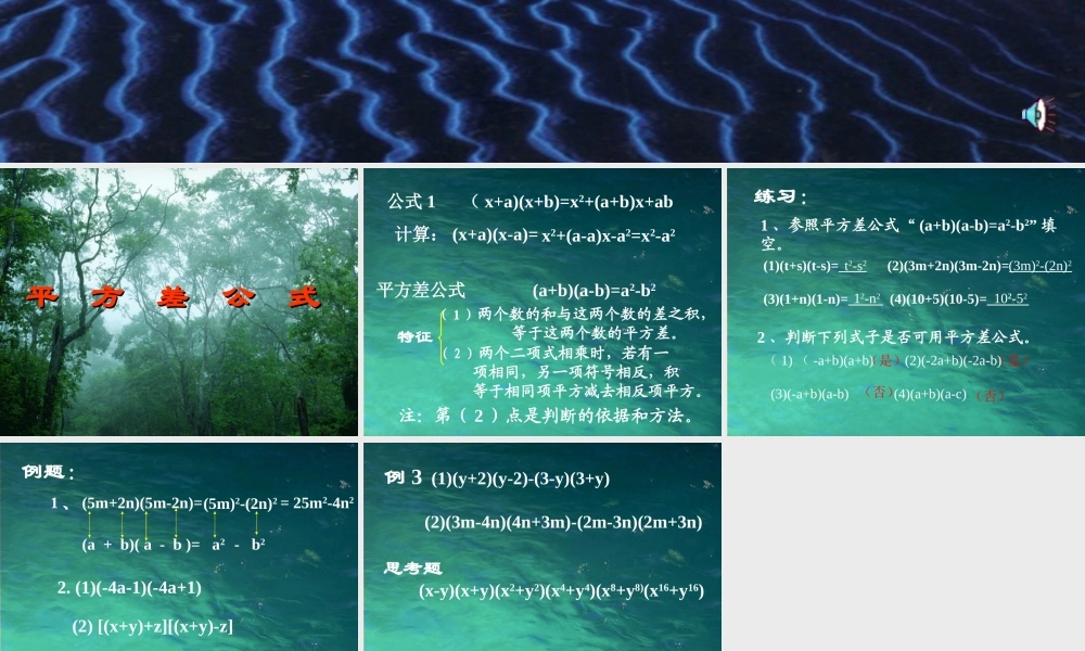 八年级数学平方差公式课件1 新课标 人教版 课件