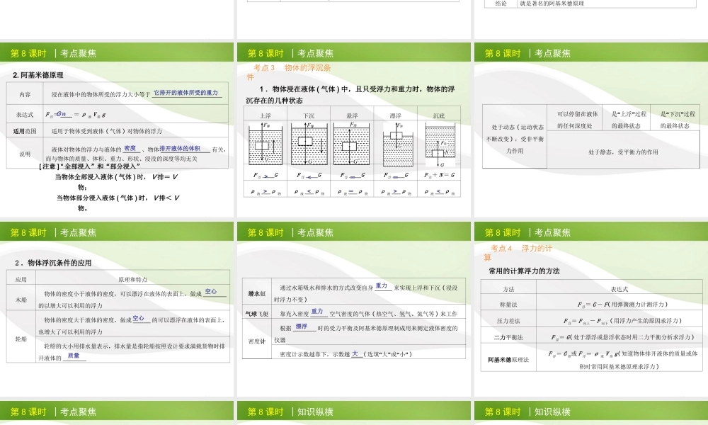 北京市版中考物理一轮复习(含中考真题)第8课时浮力及其应用精品课件