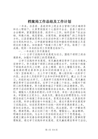 档案局工作总结及工作计划