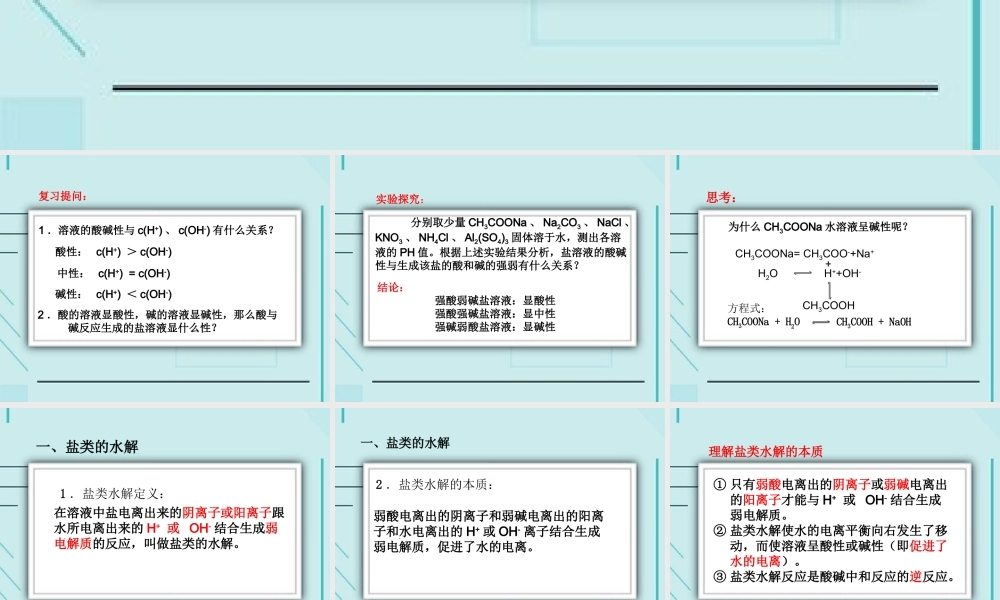 化学选修四33盐类的水解课件
