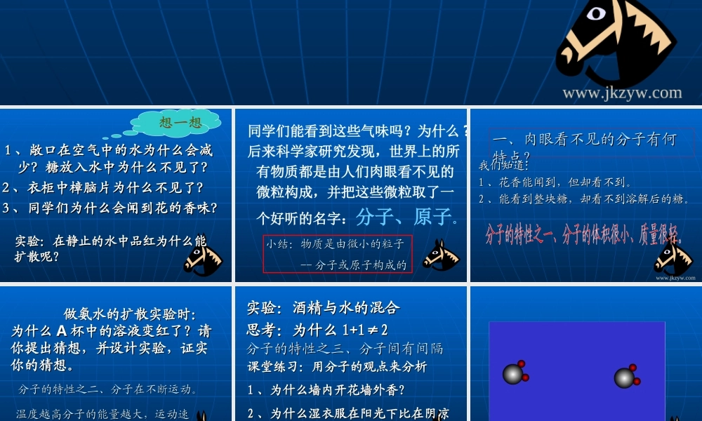 中考化学分子和原子复习课件