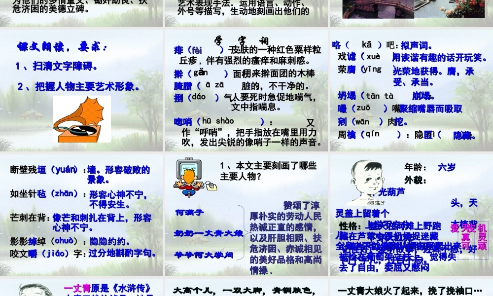 九年级语文第六课 蒲柳人家 课件人教版 课件