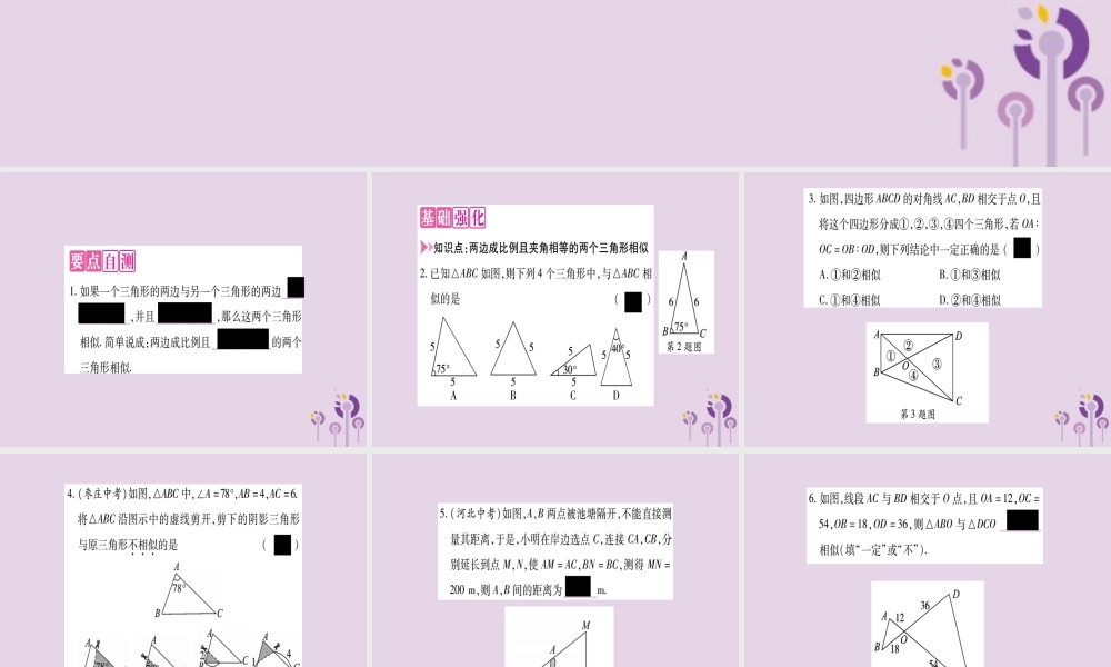 九年级数学上册 第22章 相似形 222 相似三角形的判定 第3课时 三角形相似的判定定理2作业课件 (新版)沪科版 课件