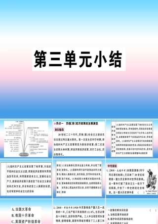 九年级历史下册 第三单元 第一次世界大战和战后初期的世界小结习题课件 新人教版 课件