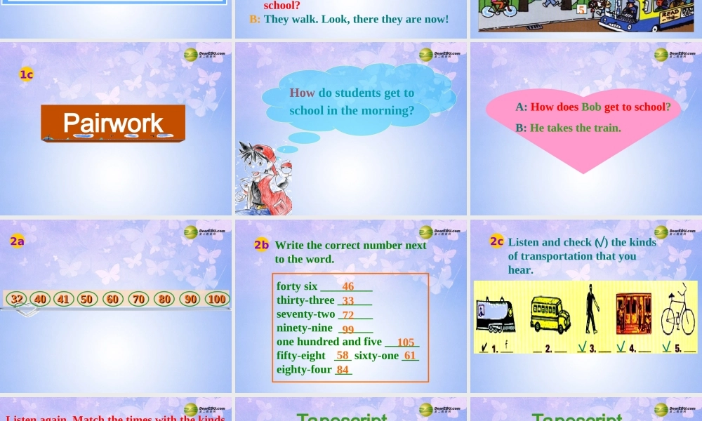 八年级英语上册(Unit 4 How do you get to school Section A-P1)课件 人教新目标版 课件