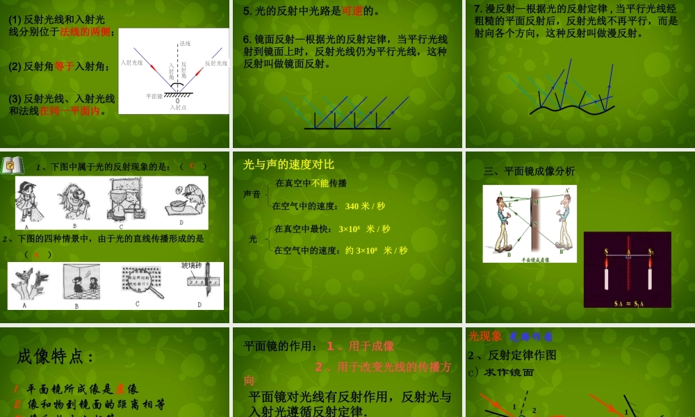 八年级物理上册 第二章 光现象复习课件1 新人教版 课件