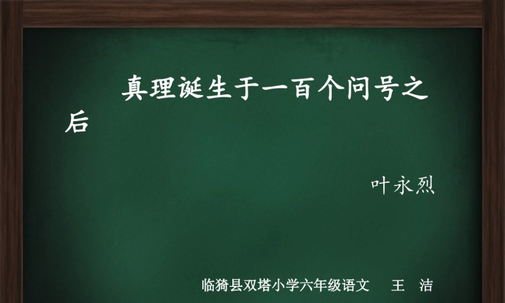 真理诞生于一百个问号之后1