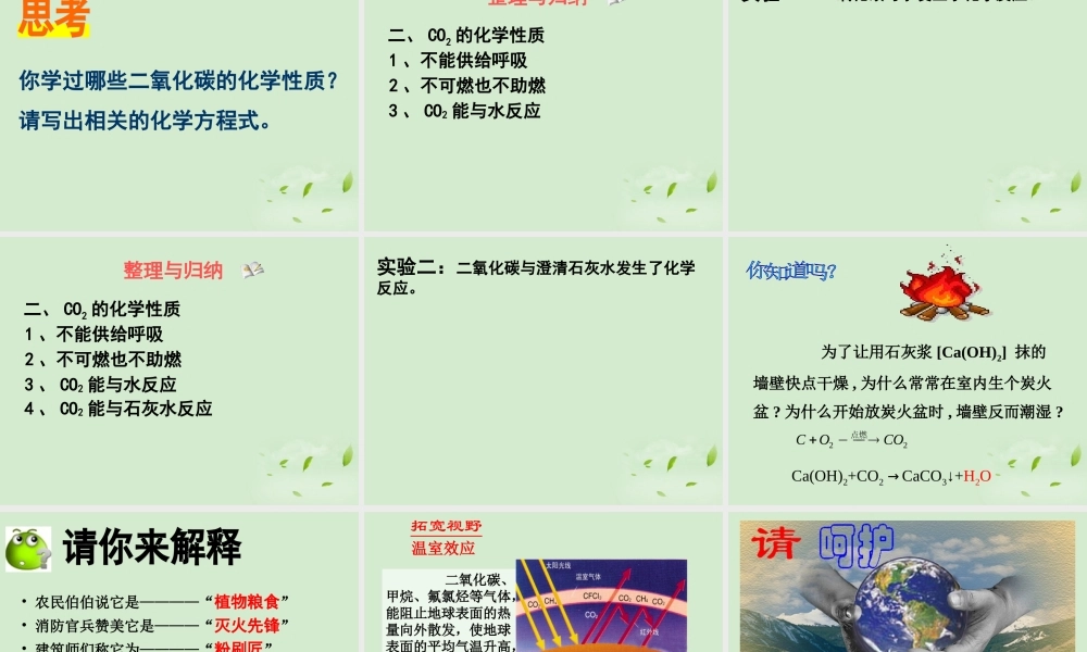 八年级化学 奇妙的二氧化碳课件 沪教版 课件