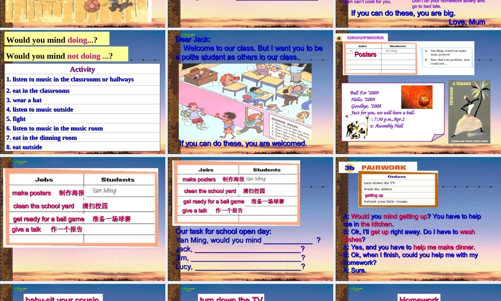 八年级英语下册 Unit7Would you mind turning down the music Section A 3a-4课件 人教新目标版 课件