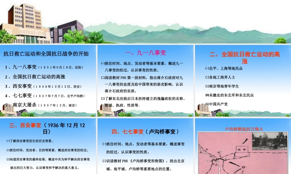 八年级历史上册 中华民族的抗日战争课件 川教版 课件