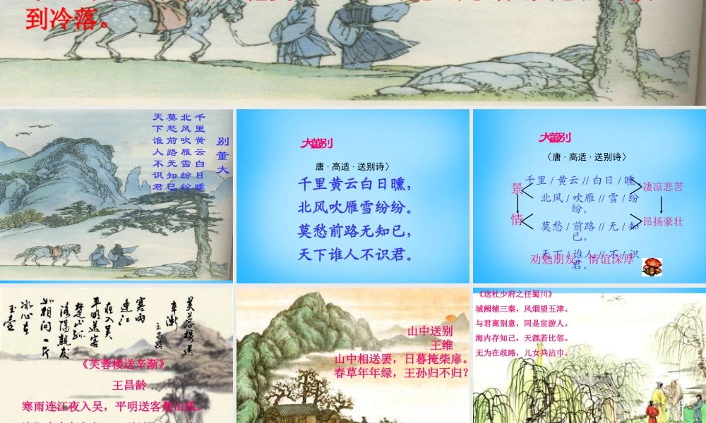 九年级语文下册 第四单元(送别诗三首)别董大课件 北师大版 课件