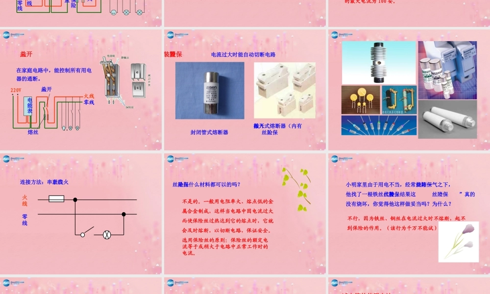 九年级物理全册 191 家庭电路课件 (新版)新人教版 教案