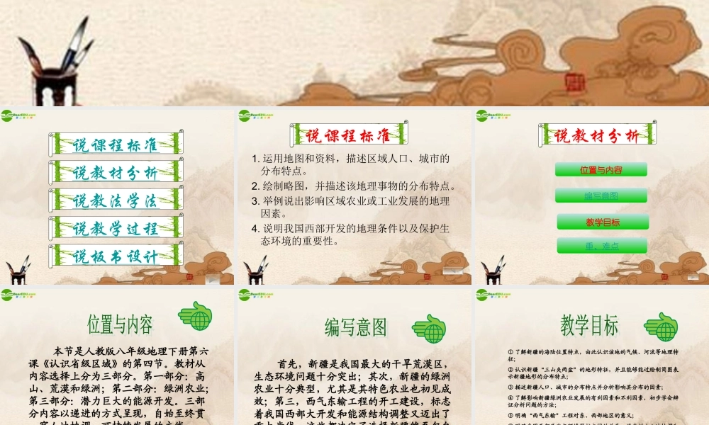 八年级地理下册 新疆维吾尔自治区说课课件 人教新课标版 课件