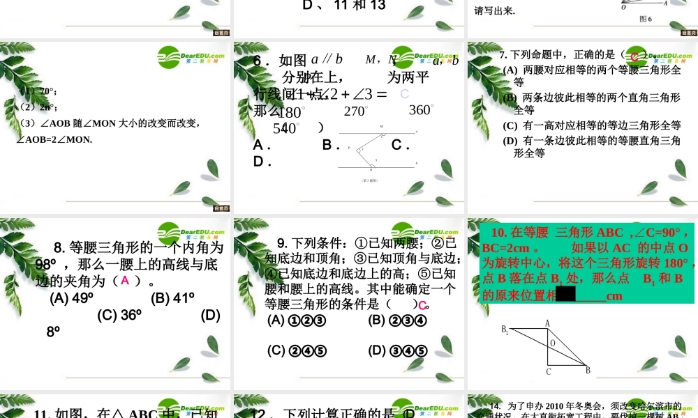 初中数学图形初步知识与三角形考向瞭望课件