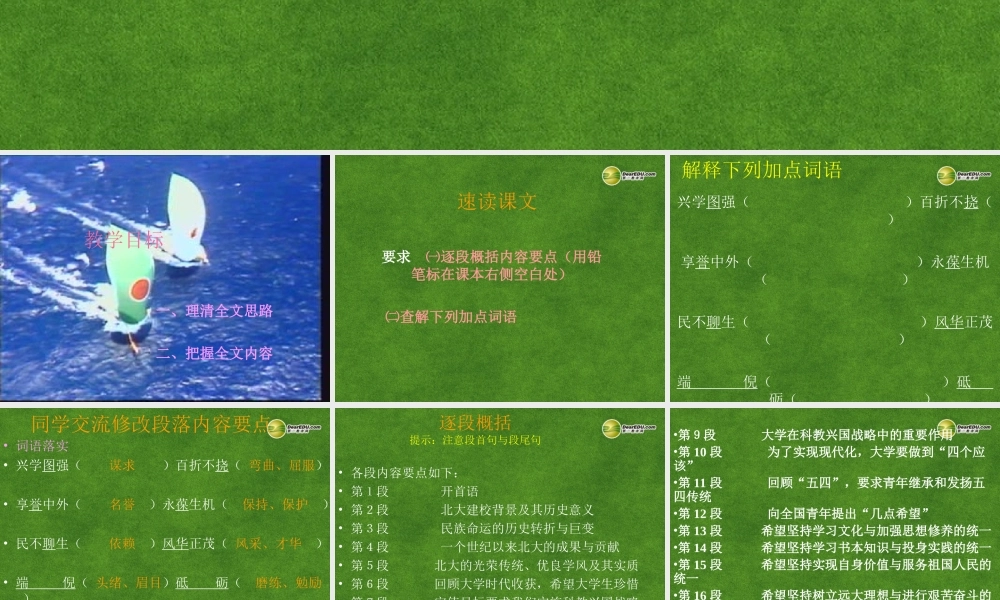 大学建校一百周年大会上的讲话复习课件