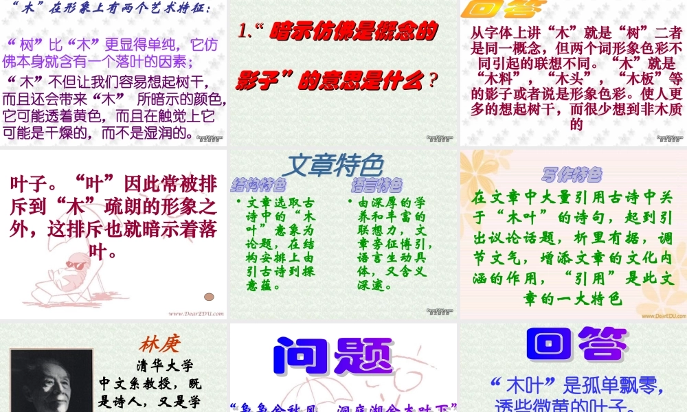 人教版高一语文说木叶 林庚 课件