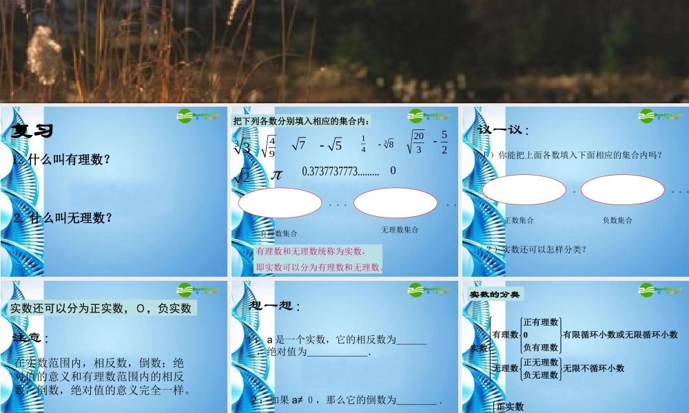 七年级数学下册 6.2实数课件 沪科版 课件