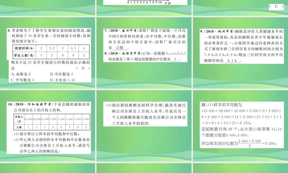 中考数学复习 第8章 统计与概率 第28课时 数据的分析(精练)课件