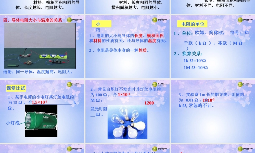 九年级物理上册 电阻课件 苏科版 课件