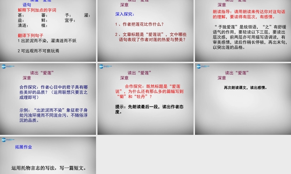 八年级语文上册 22(短文两篇)爱莲说课件 (新版)新人教版 课件