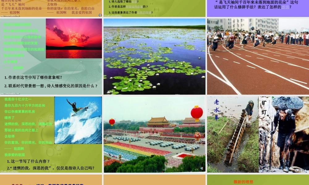 九年级语文祖国啊 我亲爱的祖国课件