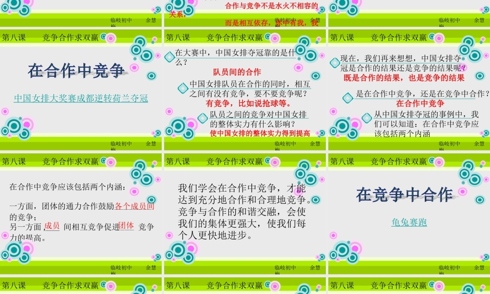 八年级政治上册 合作！竞争！课件 人教新课标版 课件