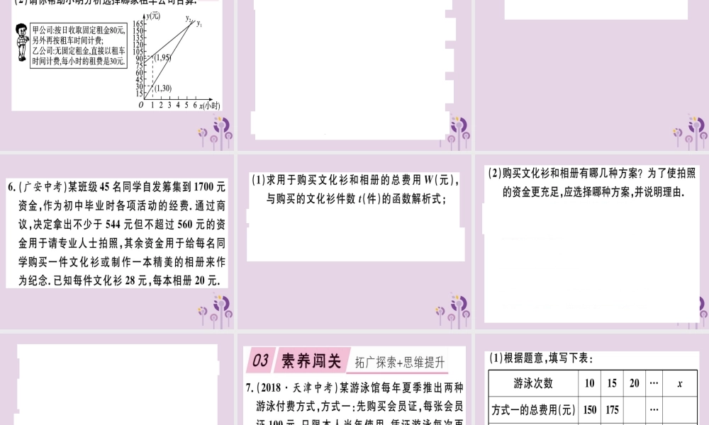 八年级数学下册 第十九章(一次函数)19.3 课题学习 选择方案习题课件 (新版)新人教版 课件