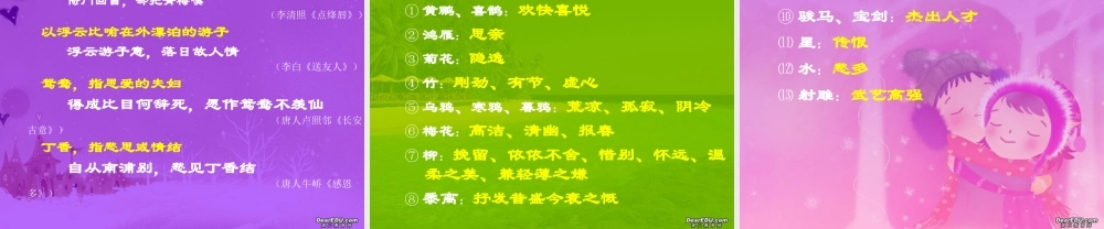 中国古典诗歌中的意象 人教版古诗词 诗歌鉴赏课件[整理五套] 人教版古诗词 诗歌鉴赏课件[整理五套]