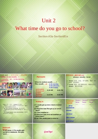 中学七年级英语下册(Unit 2 What time do you go to school Period 2)课件 (新版)人教新目标版 课件