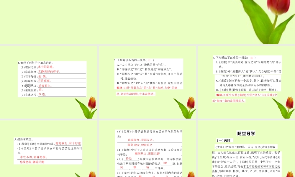 九年级语文下册 第六单元第24课(诗经两首)课件 人教新课标版 课件