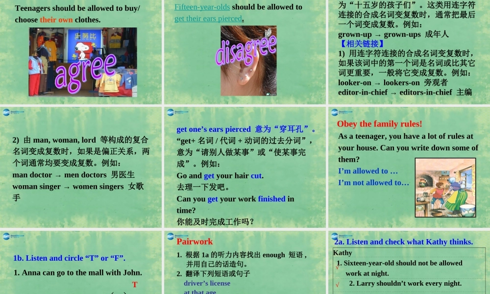 九年级英语全册 Unit 3 Teenagers should be allowed to choose their own clothes Section A1课件 人教新目标版 课件