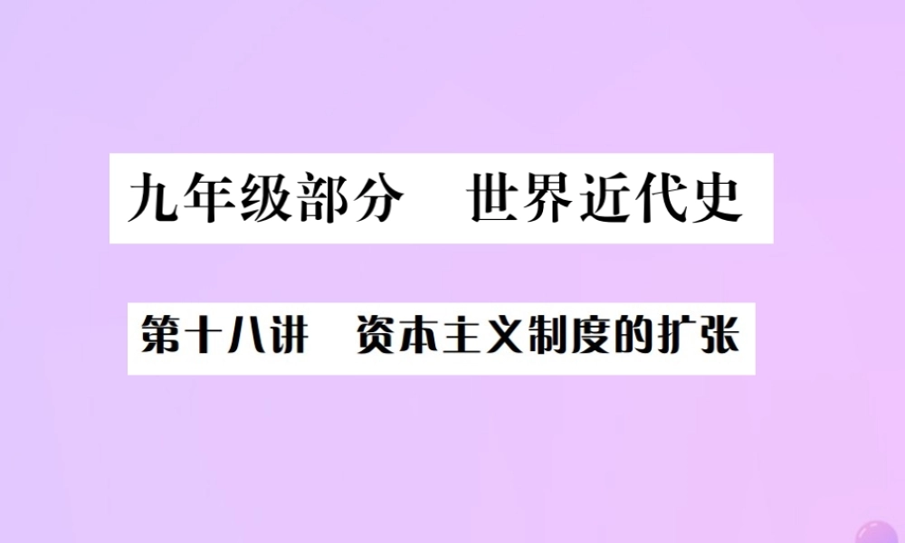 九年级部分 世界近代史 第十八讲 资本主义制度的扩张课件