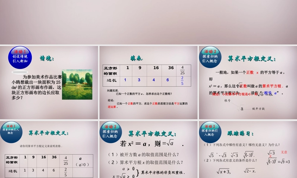 中学七年级数学下册 6.1 平方根课件1 (新版)新人教版 课件
