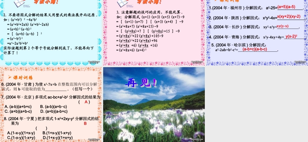 中考数学因式分解复习课件四 课件