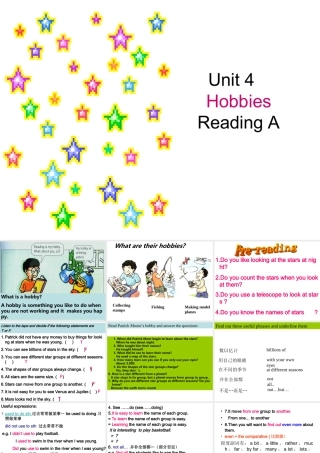 七年级英语上：Unit 4 Hobbies Reading A课件上海牛津版 课件