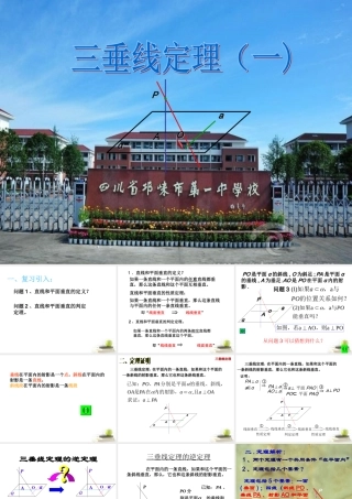 四川省邛崃一中高二数学 三垂线定理 赛课课件