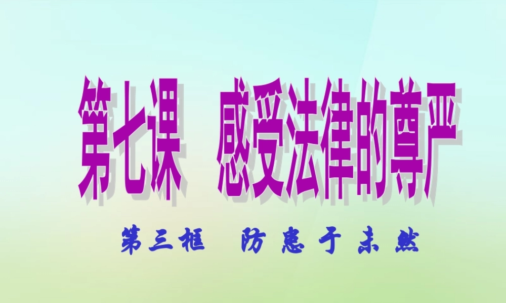 中学七年级政治下册 7.3 防患于未然课件 新人教版 课件