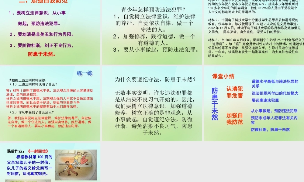 中学七年级政治下册 7.3 防患于未然课件 新人教版 课件