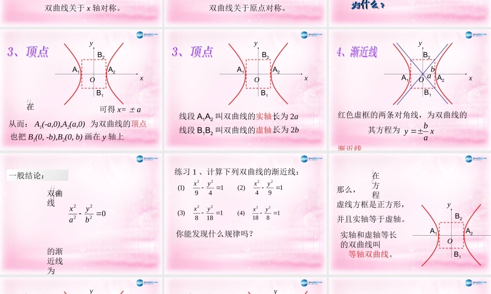 数学 2.2.2 双曲线的简单几何性质课件 新人教A版选修1-1 课件